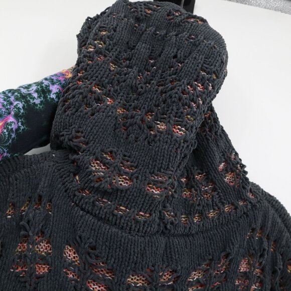 POL Chunky Distressed Sweater Womens S Purple Grunge Boho Normcore Hooded - Picture 12 of 16